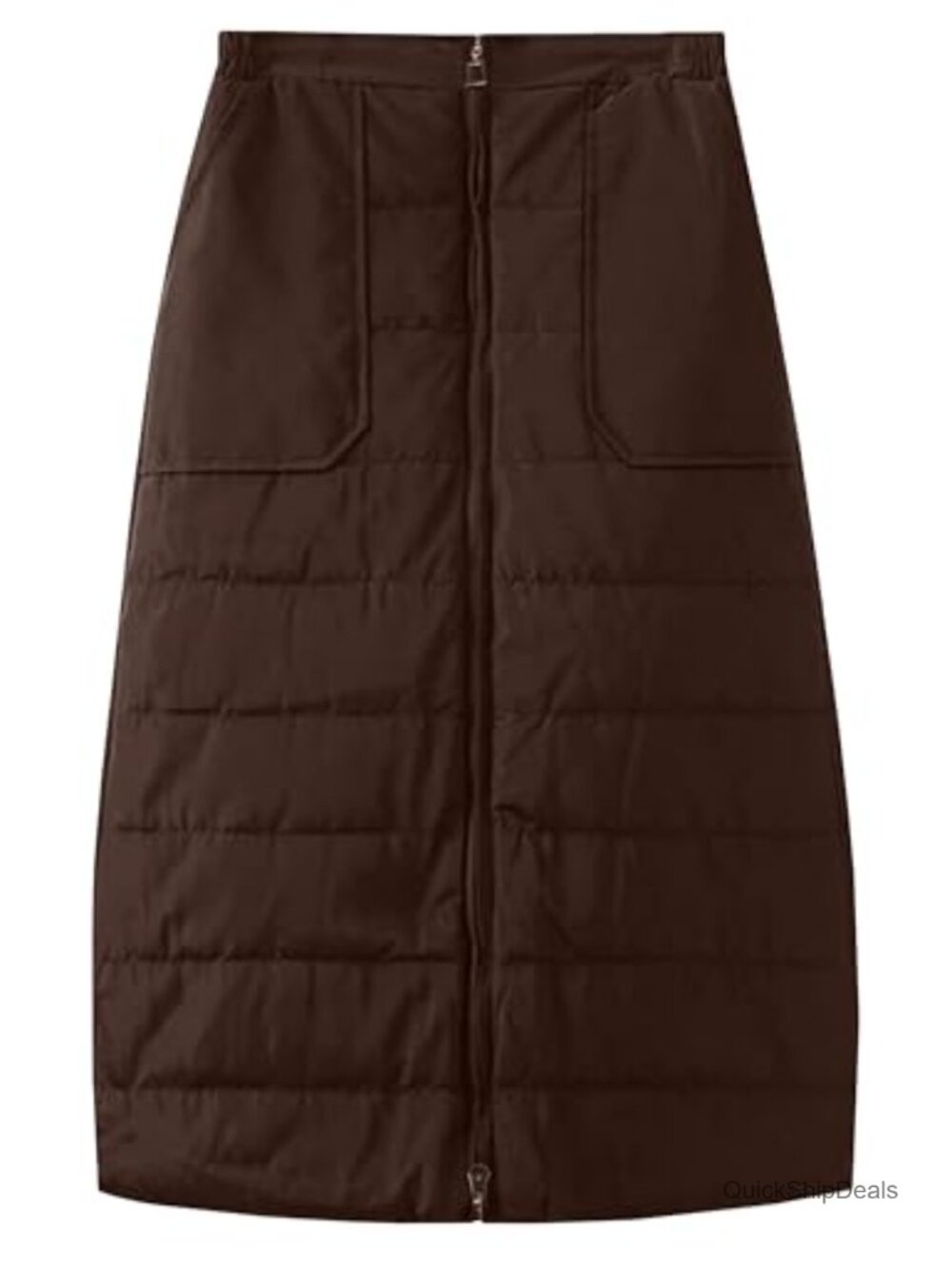 Womens Quilted Puffer Midi Skirt Water-Resistant Insulated A-Line